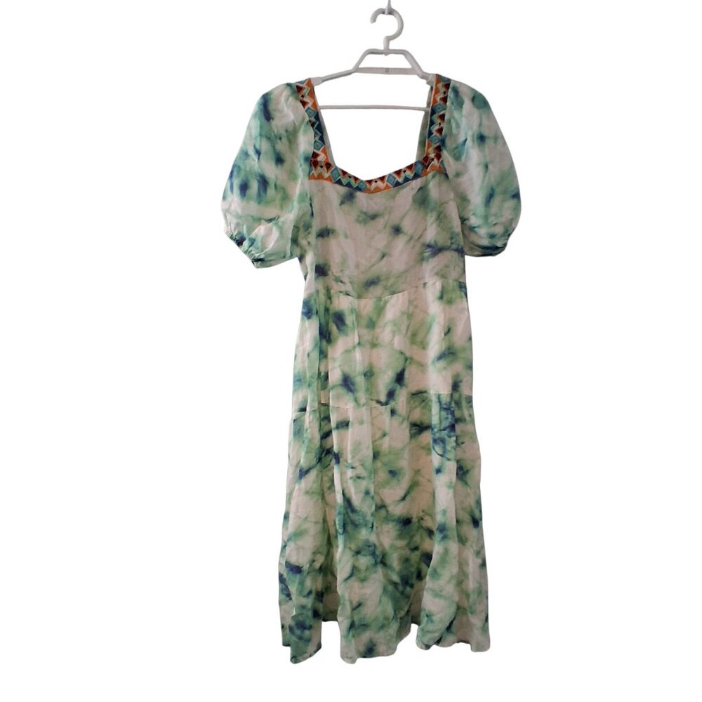 Johnny Was workshop dress womens XS midi jade marble embroidered